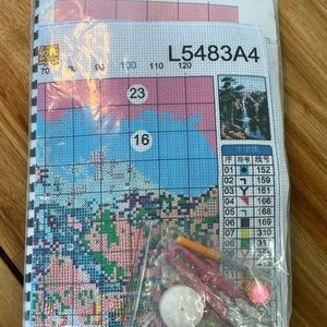 Vintage Waterfall Wall Decor Crewel Embroidery Kit